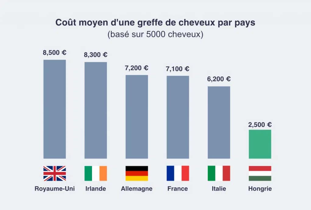 greffe de cheveux prix par pays