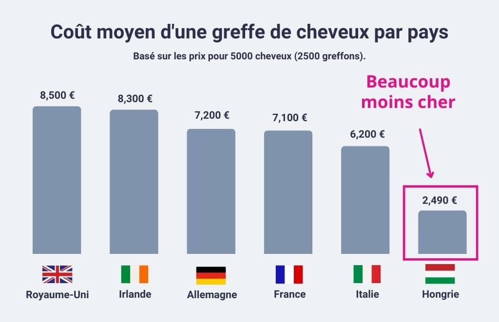 greffe de cheveux prix par pays